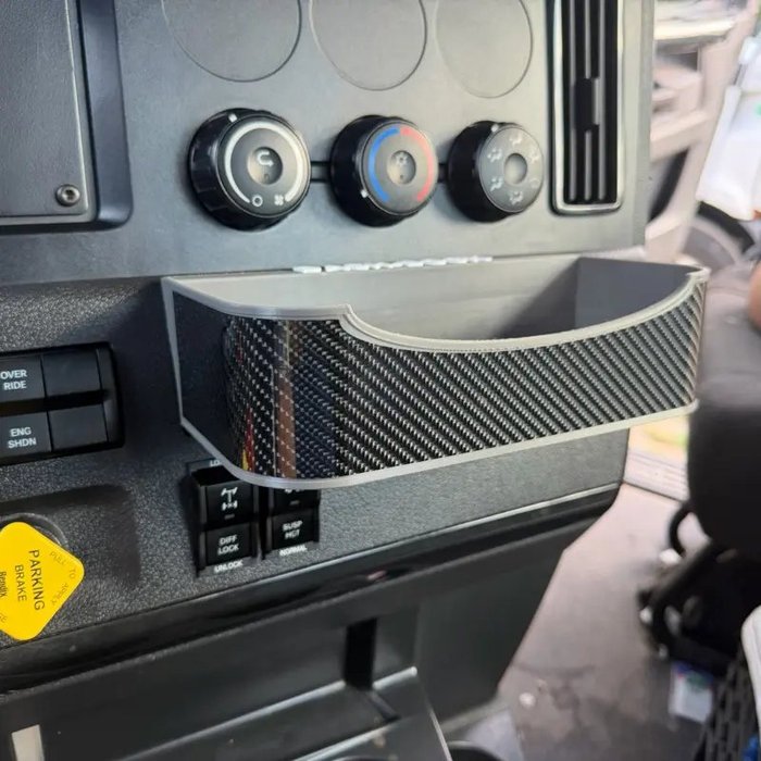 Wide Load Grey — Dash-Dock tray for Freightliner Cascadia 2018+ · wider and deeper