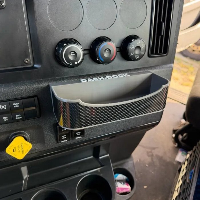 Cascadia Organizer — Dash-Dock tray for Freightliner Cascadia 2018+ · lower dash pocket