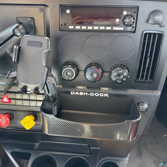 Overload — Dash-Dock tray for Freightliner Cascadia 2018+ · needs two map pockets