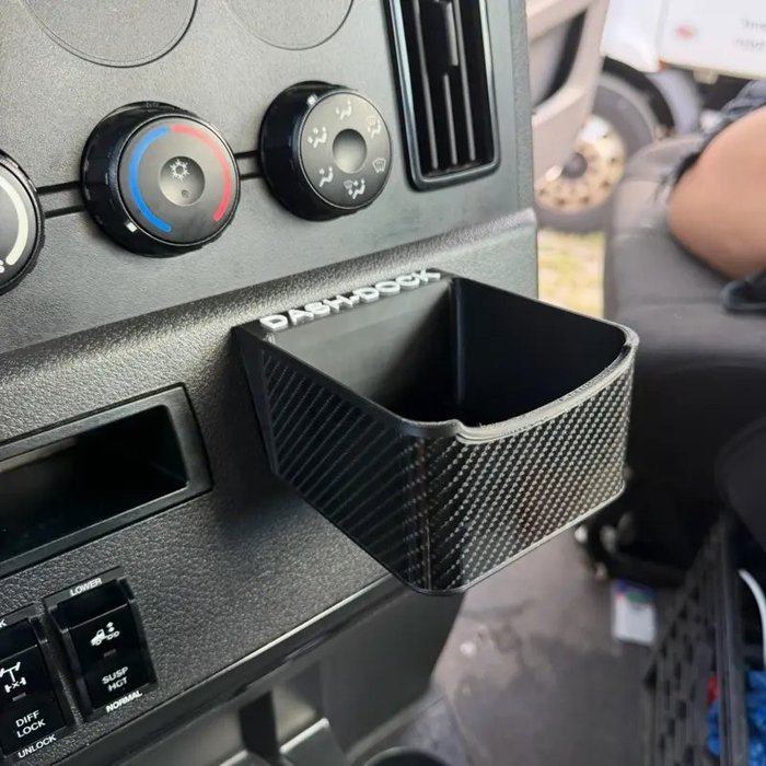 Mini Shifter — Dash-Dock tray for Freightliner Cascadia 2018+ · shorter body clears a floor shifter